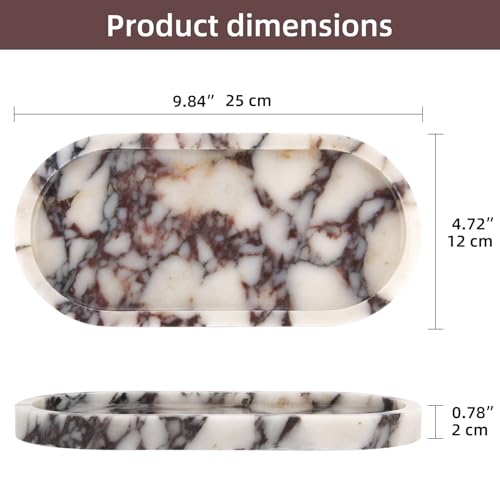Stonemanus Calacatta Viola Marble Oval Tray 10x5 Inches - Elegant Home Decor