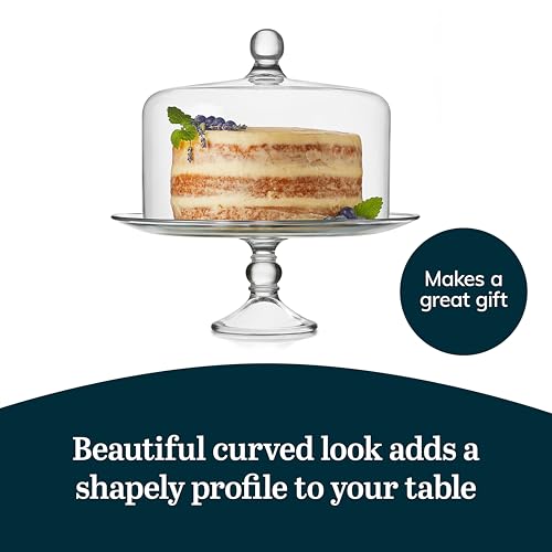 Libbey Selene Glass Cake Stand with Dome Lid - Footed Dessert Display