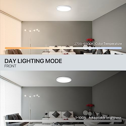 MELEGAN 12 Inch Smart RGB LED Flush Mount Ceiling Light 4 Pack White