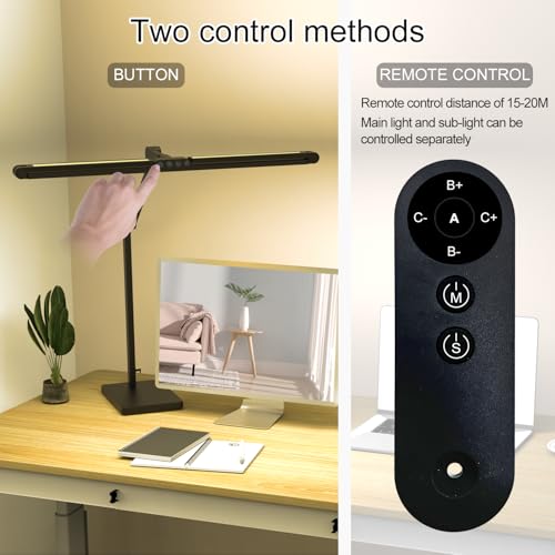 Black Architect Desk Lamp 36W 3000LM Dimmable Overhead Table Light with Remote