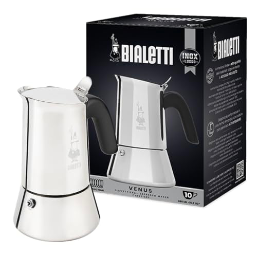 Bialetti Venus 10-Cup Stainless Steel Induction Espresso Maker - Silver