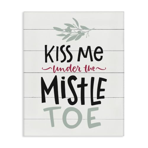 Kiss Me Mistletoe Typography 24 x 30 in Canvas Wall Art – Stupell Industries