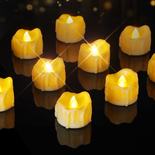 Homemory Ivory Dripping Flameless LED Tea Lights 12 Pack - Warm White, 1.58" x 1.2"