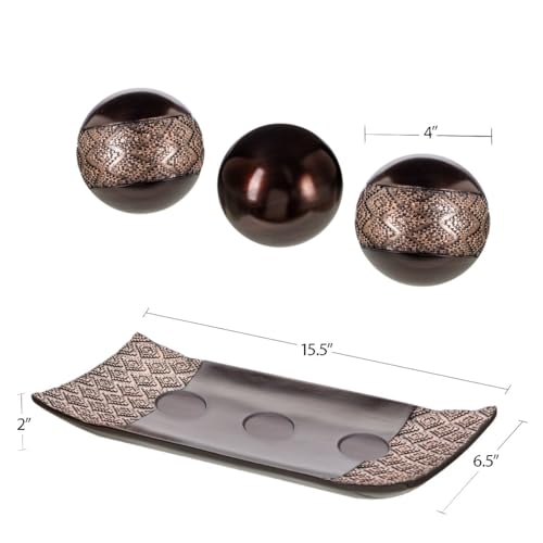 Creative Scents Dublin Brown Tray and Ball Set - Living Room, Entry