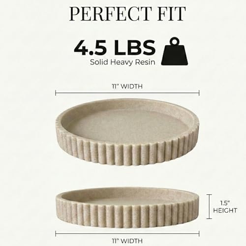 Beige Resin Decorative Round Tray for Coffee Table and Ottomans - Modern Home Decor