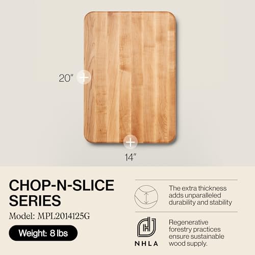 Reversible Maple Cutting Board 20 x 14 Inches - Butcher Block Kitchen Prep