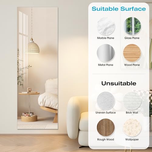 Full Length Acrylic Shatterproof Wall Mirror 47.25x15.75 Inch for Home & Gym