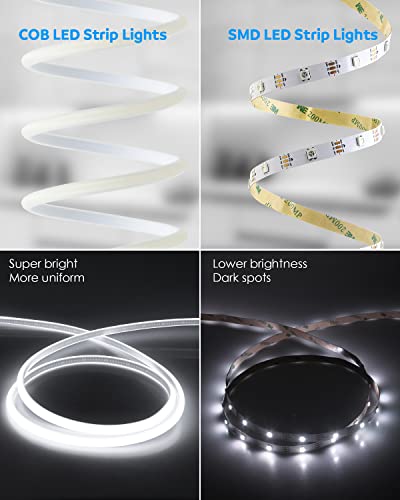 Outdoor Waterproof 100FT COB LED Strip Lights - Dimmable, High Density, Super White 6000K