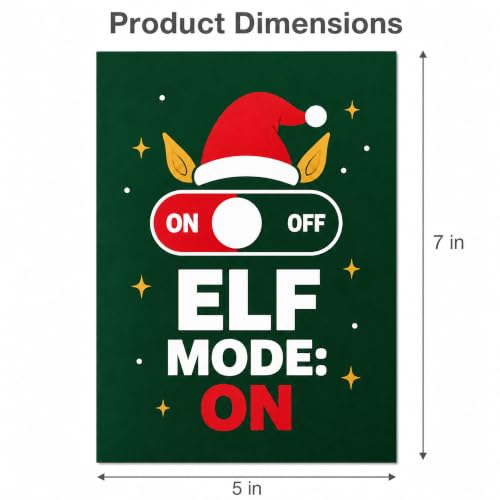 Elf Mode Christmas Card — ON/OFF Switch with Elf Ears, Dark Green 5x7