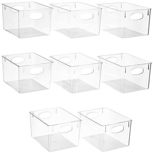 Large Clear Plastic Fridge Organizers & Storage Bins - 8 Pack