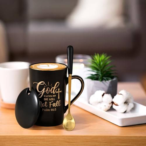 God Is Within Her Christian Coffee Mug 14oz Inspirational Gift for Women