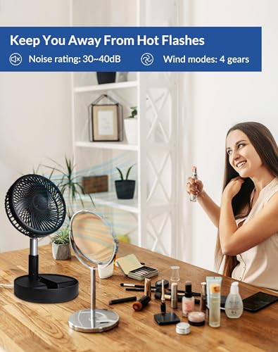 Portable Rechargeable Fan, 7200mAh Battery Operated Fan with Remote