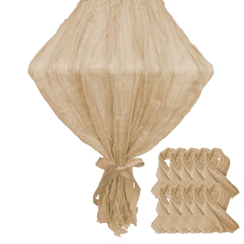 Cream Table Runner 35" x 120" (305cm) 10 Pack Napkins (19.6"*19.6" )