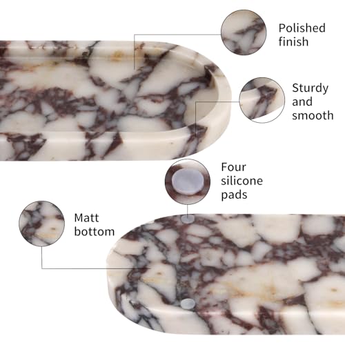 Stonemanus Calacatta Viola Marble Oval Tray 10x5 Inches - Elegant Home Decor