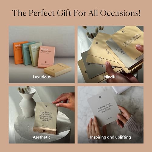 Intelligent Change Classic Mindful Affirmations Card Deck with Stand - Positive Self Care Gift for Women & Men