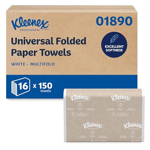 150 Count Kleenex Multifold Paper Towels Bulk Pack of 16 - Soft, Absorbent, Eco-Friendly
