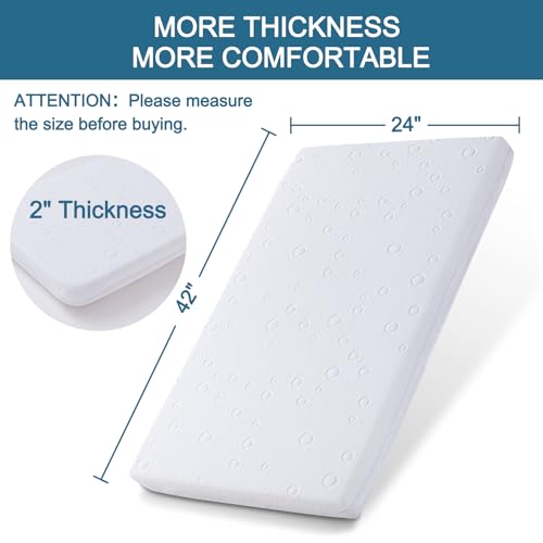 Baby Bassinet Mattress 42x24x2 Dual Sided Gel Memory Foam - Amzreine