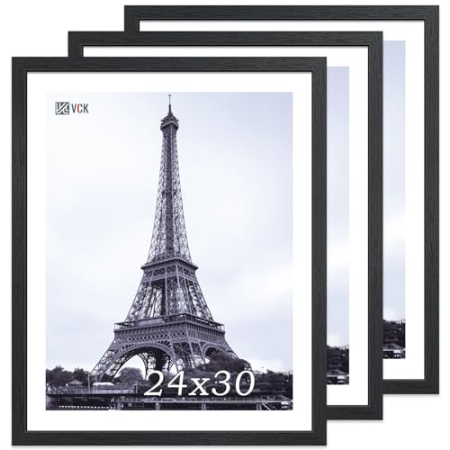 Black 24x30 Poster Frames Set of 3 - Solid Wood Wall Decor