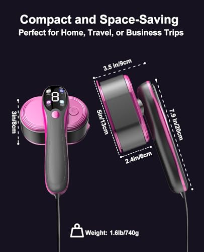 ADPTOYU 2-in-1 Portable Garment Steamer & Iron with LED Display, Fast Heat-Up, Large Ceramic Panel, Travel Clothes Iron, All-Fabric Wrinkle Remover