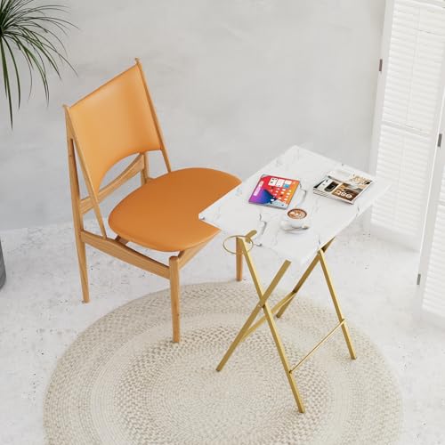 Folding TV Tray Table Set of 4 with Cup Holders - Gold | Portable Dinner & Snack Tables for Couch & Small Spaces