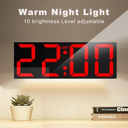Digital Wall Clock 22 Inch Large LED Display with Alarm - Black Frame - Variation of THIS listing