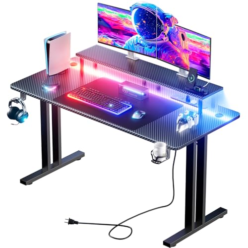 47 Inch Gaming Desk with LED Lights & Cable Management - Black, Variation of THIS listing