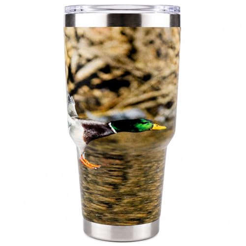 Duck Hunting Tumbler 30oz Gift Set with Leather Wallet & Pocket Tool - Mallard Edition