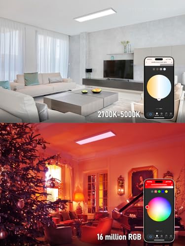 LEONLITE 1x4 RGBCW Smart Ceiling Light - Surface Mount, Voice & App Control