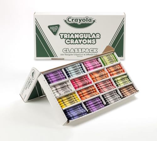 Crayola Triangular Classpack Crayons 256 Count - 16 Colors, Bulk Classroom Pack