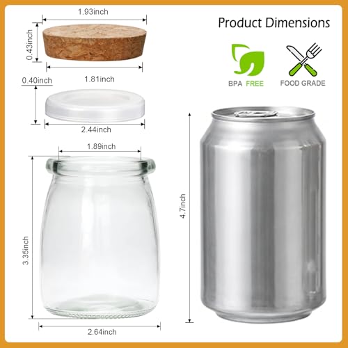 40 Pack 7oz Glass Yogurt & Food Storage Jars with Lids - Reusable & Leakproof