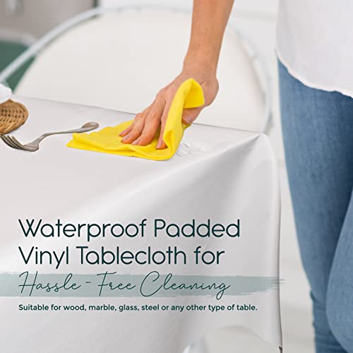 108 x 54 Inch Vinyl Table Pad Protector with Cushioned Backing - Spill & Scratch Barrier