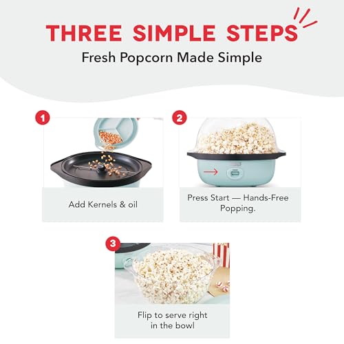 Dash SmartStore Deluxe 24-Cup Aqua Stirring Popcorn Maker with Butter Tray