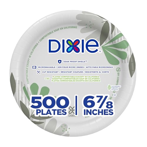 Georgia-Pacific Dixie 6.8 Inch Botanical Design Paper Plates - Pack of 500