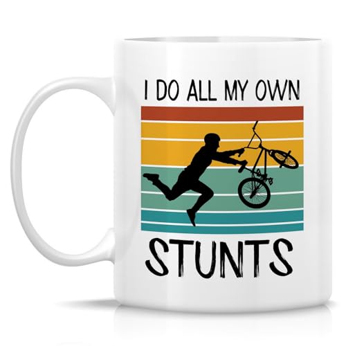 Retreez Mountain Biker Mug, I Do All My Own Stunts, Bike Gift