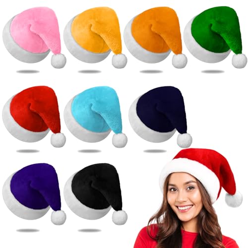 JaGely Multicolor Plush Santa Hat Gnome Hat Xmas Dwarf for Adults Men Women Holiday Party Supplies (9)
