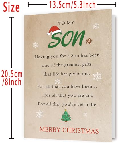 ZY250 Funny Christmas Card for Son from Dad or Mom – Premium 8x5.3" Card
