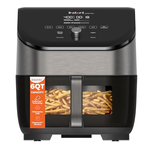 Instant Pot Vortex Plus 6 Qt 6-in-1 Air Fryer with Odor Erase Tech - Black, 6 Quart
