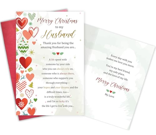 Merry Christmas To My Husband Card - Sweet Poem Holiday Card from Wife Gevinna