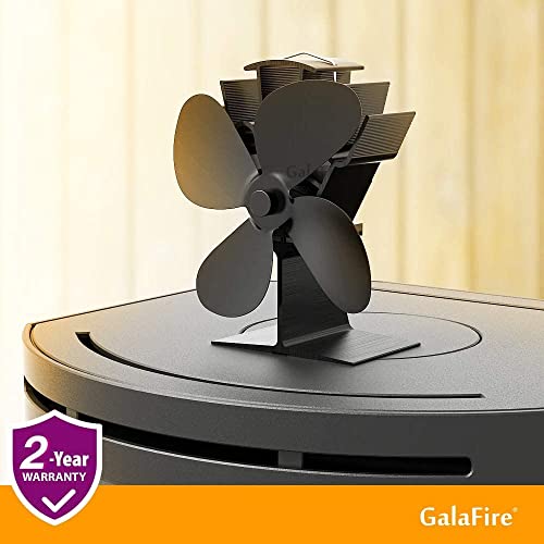 4-Blades Heat Powered Wood Stove Fan N429 with Thermometer - Black, Variation of N429-126cfm