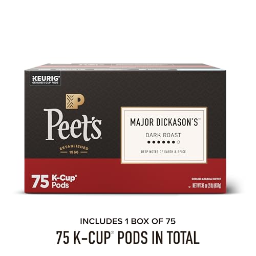 Peet's Coffee Pods, Dark Roast, Major Dickason's Blend, 75 K Cups