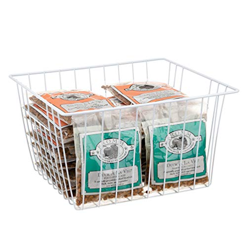 White Freezer Basket Organizer 11x9x5.5in, Set of 6 - Durable Wire Storage Bin