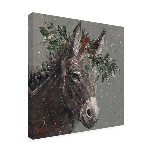 Mary Beth The Christmas Donkey Canvas Art 14x14-Inch by Mary Miller Veazie