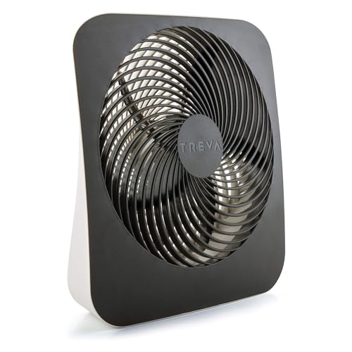 Black Portable Desk Fan 10-Inch Battery or AC Powered 2-Speed Fan - Treva