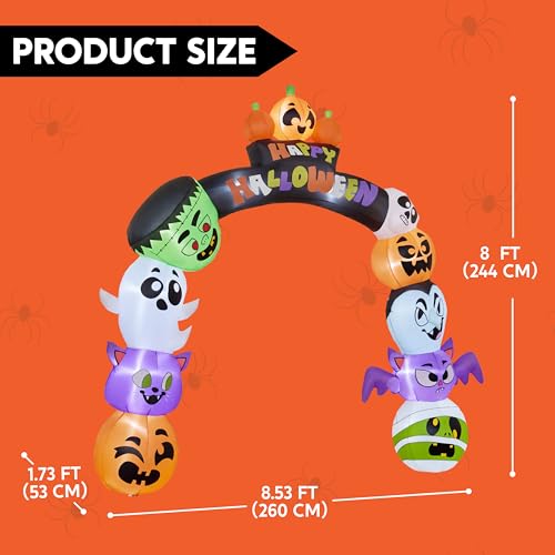 Joiedomi 8ft Halloween Inflatable Pumpkin Archway with LED Lights Outdoor Yard Decor