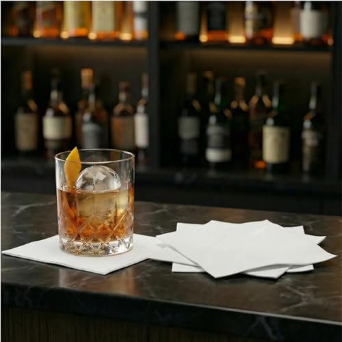 White Cocktail Napkins - 4.75 x 4.75 Inch Linen-Like Disposable Square Set of 600 - Elegant Party & Wedding Beverage Serviettes