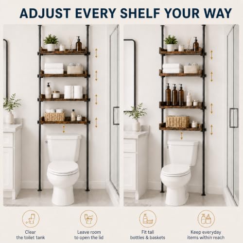 ALLZONE Tension Over The Toilet Storage Cabinet, No-Drill, Fits