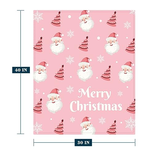 YeeJu Christmas Throw Blanket Baby Small Pink Santa Claus Blanket for Toddler Swaddle Crib Soft Cozy Lightweight Fuzzy Plush Fleece Blankets and Throws Xmas Winter Holiday Blanket 30x40