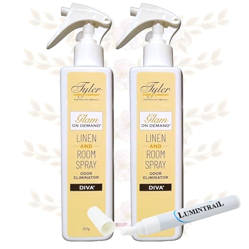 Diva Linen & Room Spray Bundle - 2 Pack 8oz Air Freshener & Odor Eliminator with Stain Remover Pen
