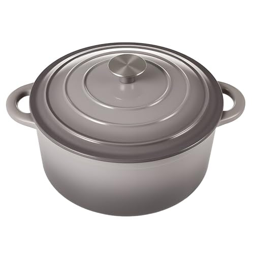 Miereirl 4.5 Quart Enameled Dutch Oven Pot with Lid, Cast Iron Dutch Oven with Dual Handles for Bread Baking, Cooking, Non-stick Enamel Coated Cookware (Beige)