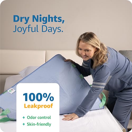 Improvia Bed Positioning Pad with Handles - 34x52 Inch Reusable Waterproof Bed Pad, Green, Pack of 2